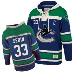 Henrik Sedin Vancouver Canucks Authentic Blue Old Time Hockey Sawyer Hooded Sweatshirt Jersey