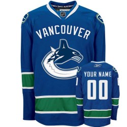 Reebok Vancouver Canucks Youth Customized Premier Navy Blue Home Jersey