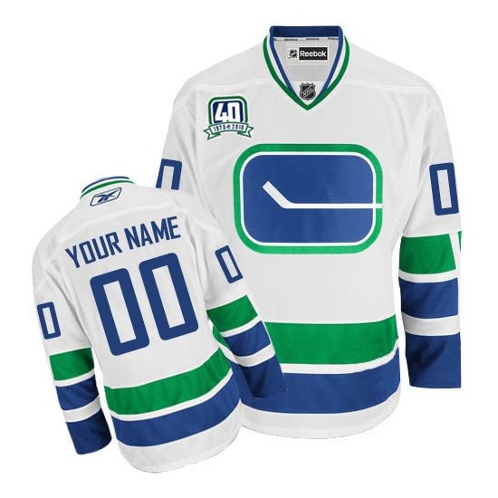 Reebok Vancouver Canucks Youth Customized Premier White Third 40TH Jersey