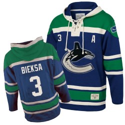 Kevin Bieksa Vancouver Canucks Premier Blue Old Time Hockey Sawyer Hooded Sweatshirt Jersey