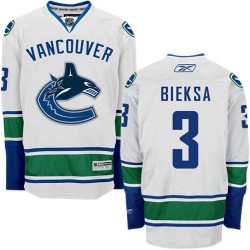 Youth Kevin Bieksa Vancouver Canucks Reebok Authentic White Away Jersey