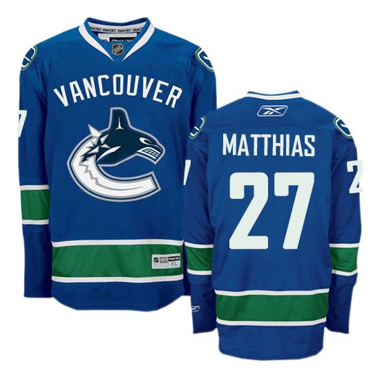 Shawn Matthias Vancouver Canucks Reebok Authentic Navy Blue Home Jersey
