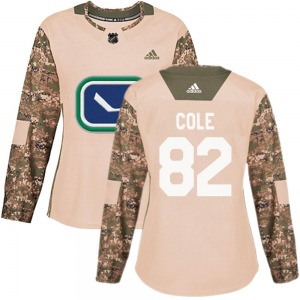 Women's Ian Cole Vancouver Canucks Adidas Authentic Camo Veterans Day Practice Jersey