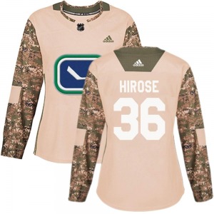 Women's Akito Hirose Vancouver Canucks Adidas Authentic Camo Veterans Day Practice Jersey