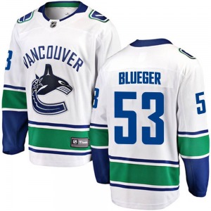 Teddy Blueger Vancouver Canucks Fanatics Branded Breakaway Blue White Away Jersey