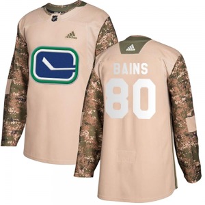 Arshdeep Bains Vancouver Canucks Adidas Authentic Camo Veterans Day Practice Jersey