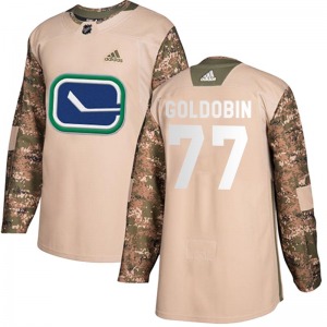 Nikolay Goldobin Vancouver Canucks Adidas Authentic Gold Camo Veterans Day Practice Jersey