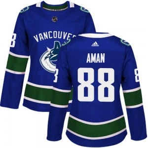 Women's Nils Aman Vancouver Canucks Adidas Authentic Blue Home Jersey