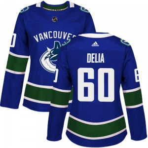 Women's Collin Delia Vancouver Canucks Adidas Authentic Blue Home Jersey