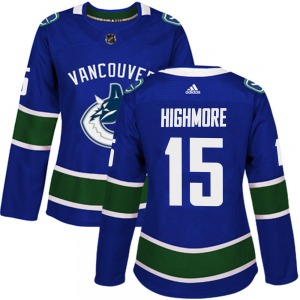 Women's Matthew Highmore Vancouver Canucks Adidas Authentic Blue Home Jersey