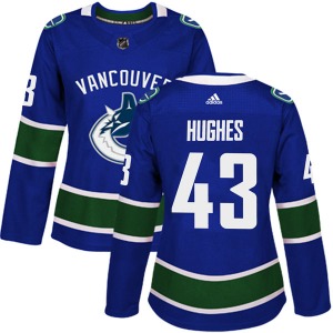 Women's Quinn Hughes Vancouver Canucks Adidas Authentic Blue Home Jersey