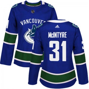 Women's Zane McIntyre Vancouver Canucks Adidas Authentic Blue Home Jersey