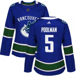 Women's Tucker Poolman Vancouver Canucks Adidas Authentic Blue Home Jersey