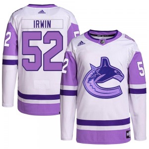 Youth Matt Irwin Vancouver Canucks Adidas Authentic White/Purple Hockey Fights Cancer Primegreen Jersey