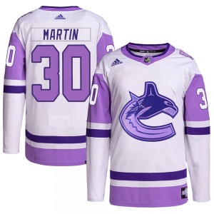 Youth Spencer Martin Vancouver Canucks Adidas Authentic White/Purple Hockey Fights Cancer Primegreen Jersey