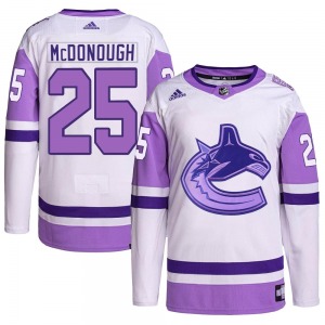 Youth Aidan McDonough Vancouver Canucks Adidas Authentic White/Purple Hockey Fights Cancer Primegreen Jersey