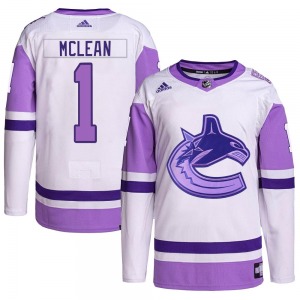 Youth Kirk Mclean Vancouver Canucks Adidas Authentic White/Purple Hockey Fights Cancer Primegreen Jersey