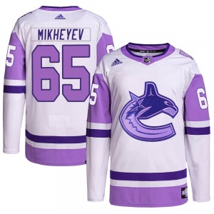 Youth Ilya Mikheyev Vancouver Canucks Adidas Authentic White/Purple Hockey Fights Cancer Primegreen Jersey