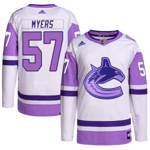 Youth Tyler Myers Vancouver Canucks Adidas Authentic White/Purple Hockey Fights Cancer Primegreen Jersey