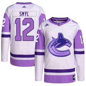 Youth Stan Smyl Vancouver Canucks Adidas Authentic White/Purple Hockey Fights Cancer Primegreen Jersey