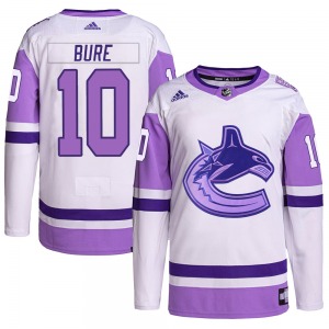 Pavel Bure Vancouver Canucks Adidas Authentic White/Purple Hockey Fights Cancer Primegreen Jersey