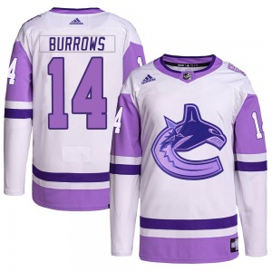 Alex Burrows Vancouver Canucks Adidas Authentic White/Purple Hockey Fights Cancer Primegreen Jersey
