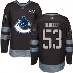 Youth Teddy Blueger Vancouver Canucks Authentic Blue Black 1917-2017 100th Anniversary Jersey