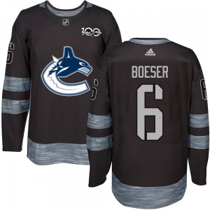Youth Brock Boeser Vancouver Canucks Authentic Black 1917-2017 100th Anniversary Jersey