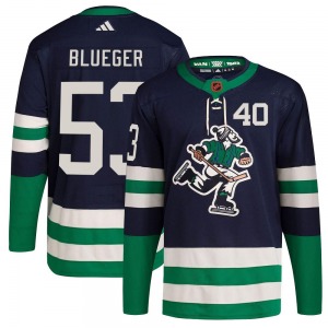 Teddy Blueger Vancouver Canucks Adidas Authentic Blue Navy Reverse Retro 2.0 Jersey