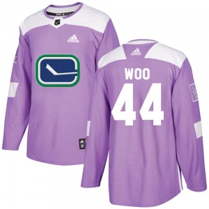 Jett Woo Vancouver Canucks Adidas Authentic Purple Fights Cancer Practice Jersey