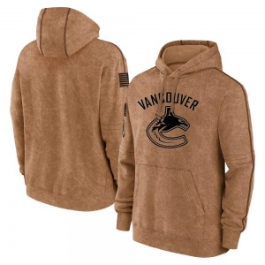 Vancouver Canucks Brown 2023 Salute to Service Club Pullover Hoodie