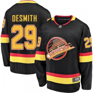 Casey DeSmith Vancouver Canucks Fanatics Branded Premier Black Breakaway 2019/20 Flying Skate Jersey