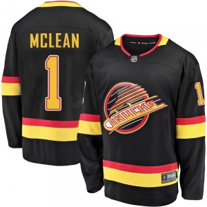 Kirk Mclean Vancouver Canucks Fanatics Branded Premier Black Breakaway 2019/20 Flying Skate Jersey