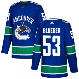 Youth Teddy Blueger Vancouver Canucks Adidas Authentic Blue Home Jersey
