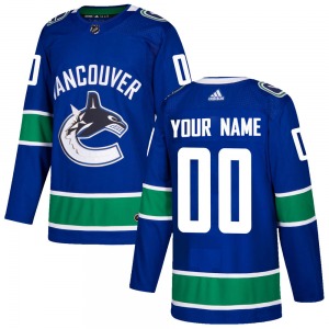 Youth Custom Vancouver Canucks Adidas Authentic Blue Home Jersey