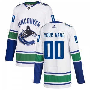 Youth Custom Vancouver Canucks Adidas Authentic White Customzied Away Jersey