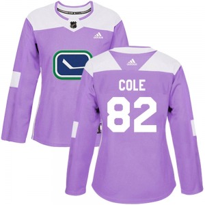 Women's Ian Cole Vancouver Canucks Adidas Authentic Purple Fights Cancer Practice Jersey