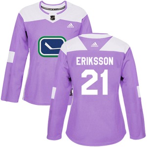 Women's Loui Eriksson Vancouver Canucks Adidas Authentic Purple Fights Cancer Practice Jersey