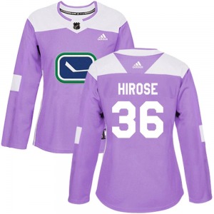 Women's Akito Hirose Vancouver Canucks Adidas Authentic Purple Fights Cancer Practice Jersey