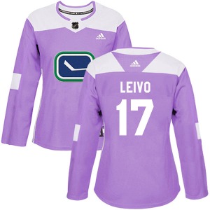 Women's Josh Leivo Vancouver Canucks Adidas Authentic Purple Fights Cancer Practice Jersey
