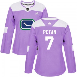 Women's Nic Petan Vancouver Canucks Adidas Authentic Purple Fights Cancer Practice Jersey