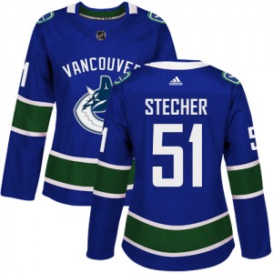Women's Troy Stecher Vancouver Canucks Adidas Authentic Blue Home Jersey