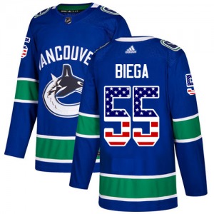 Youth Alex Biega Vancouver Canucks Adidas Authentic Blue USA Flag Fashion Jersey