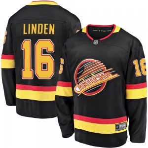 Youth Trevor Linden Vancouver Canucks Fanatics Branded Premier Black Breakaway 2019/20 Flying Skate Jersey