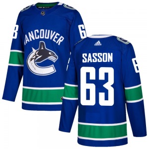 Max Sasson Vancouver Canucks Adidas Authentic Blue Home Jersey