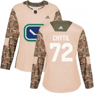 Women's Filip Chytil Vancouver Canucks Adidas Authentic Camo Veterans Day Practice Jersey
