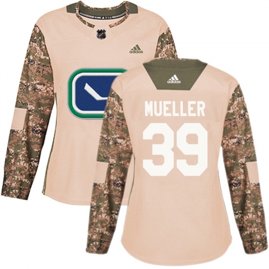 Women's Ty Mueller Vancouver Canucks Adidas Authentic Camo Veterans Day Practice Jersey