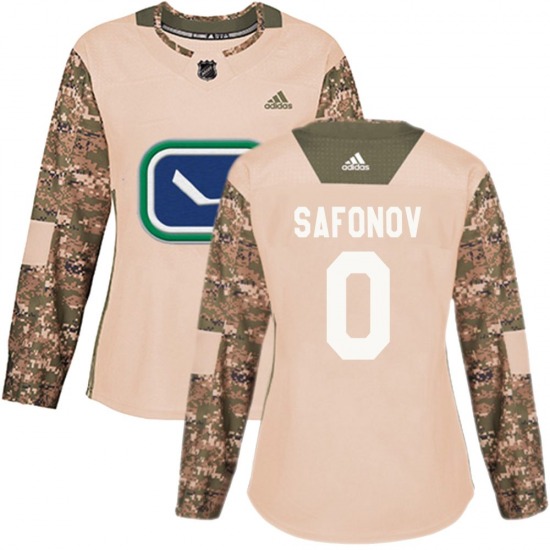 Women's Ilya Safonov Vancouver Canucks Adidas Authentic Camo Veterans Day Practice Jersey