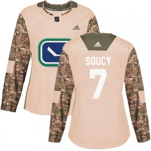 Women's Carson Soucy Vancouver Canucks Adidas Authentic Camo Veterans Day Practice Jersey