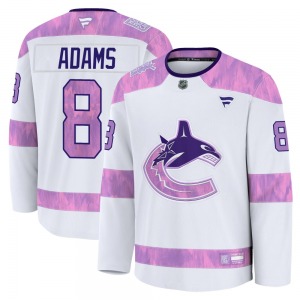 Greg Adams Vancouver Canucks Fanatics Premium White 2024 Hockey Fights Cancer Practice Jersey